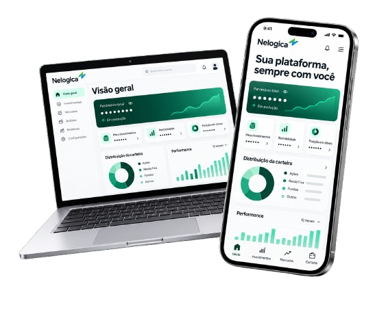 Dashboard da Nelogica no celular e no computador