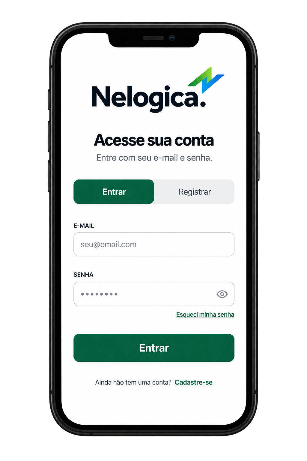 Ilustração da tela de login Nelogica
